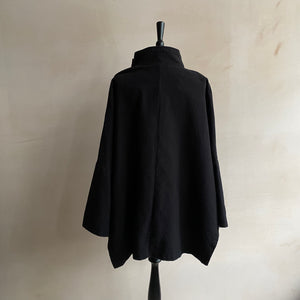 High neck kimono JK brushed cotton checked back - Black -