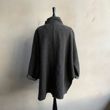 High neck kimono JK brushed cotton checked back - Dark Khaki -