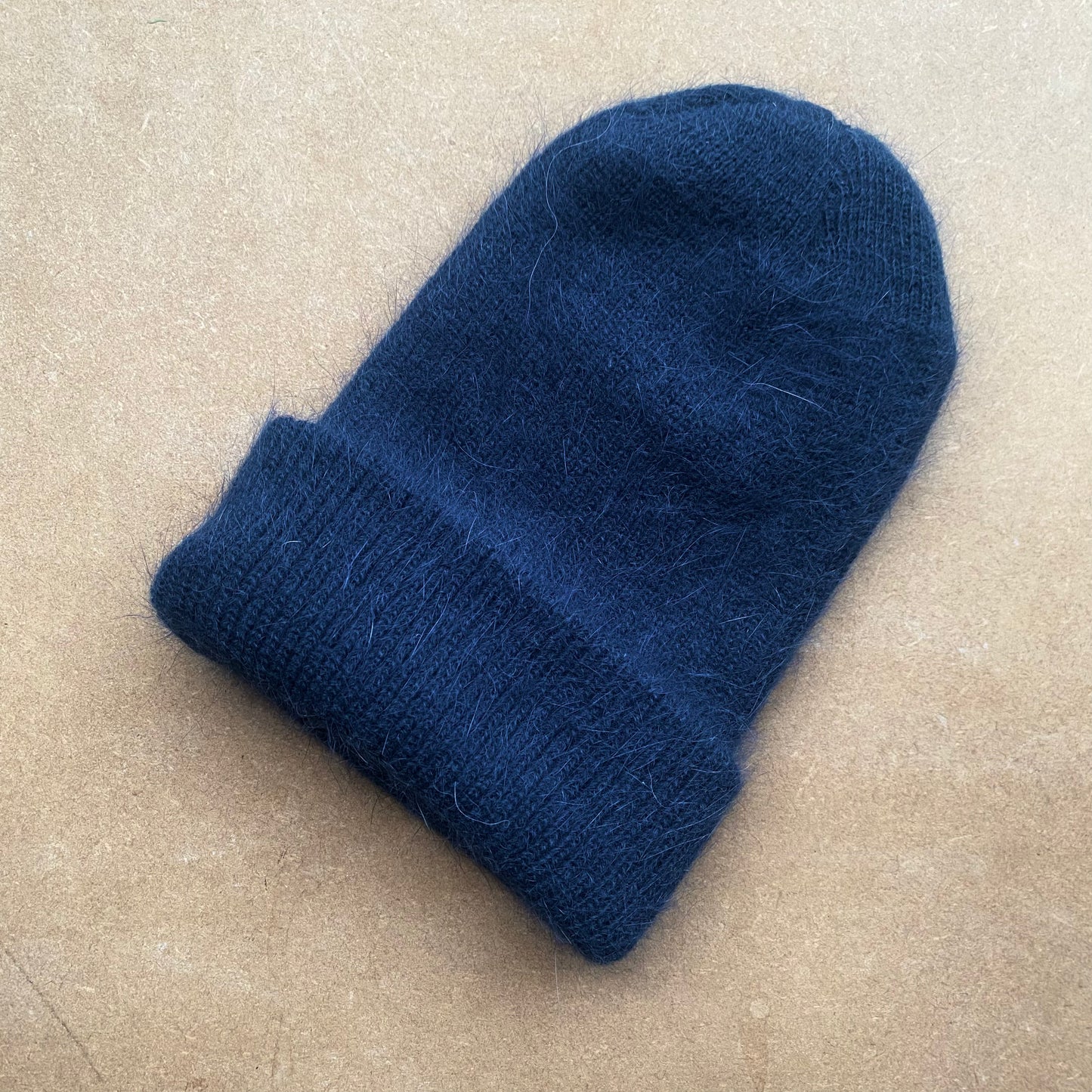 Fluffy Angora knit Beanie-Navy-