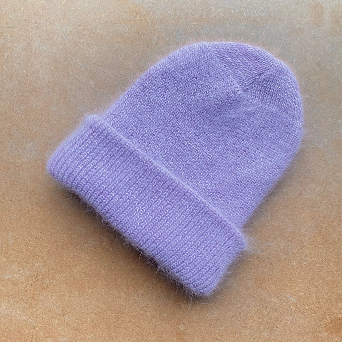 Fluffy angora knit beanie -Light Purple-