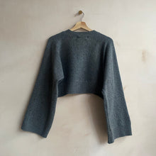 Wide sleeve cropped jumper -Charcoal