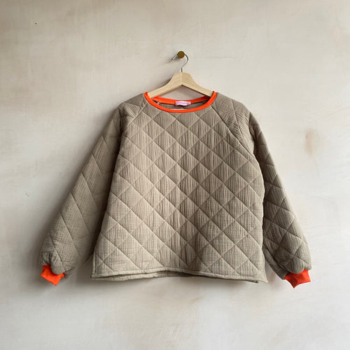 Quilted S Top By Chan Chan -Taupe + OR-