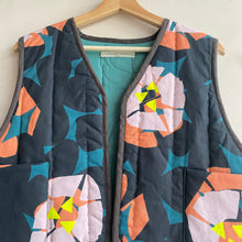 Hand Quilted Gilet with Abstract Printed Cotton -Green- by Chung Rowe