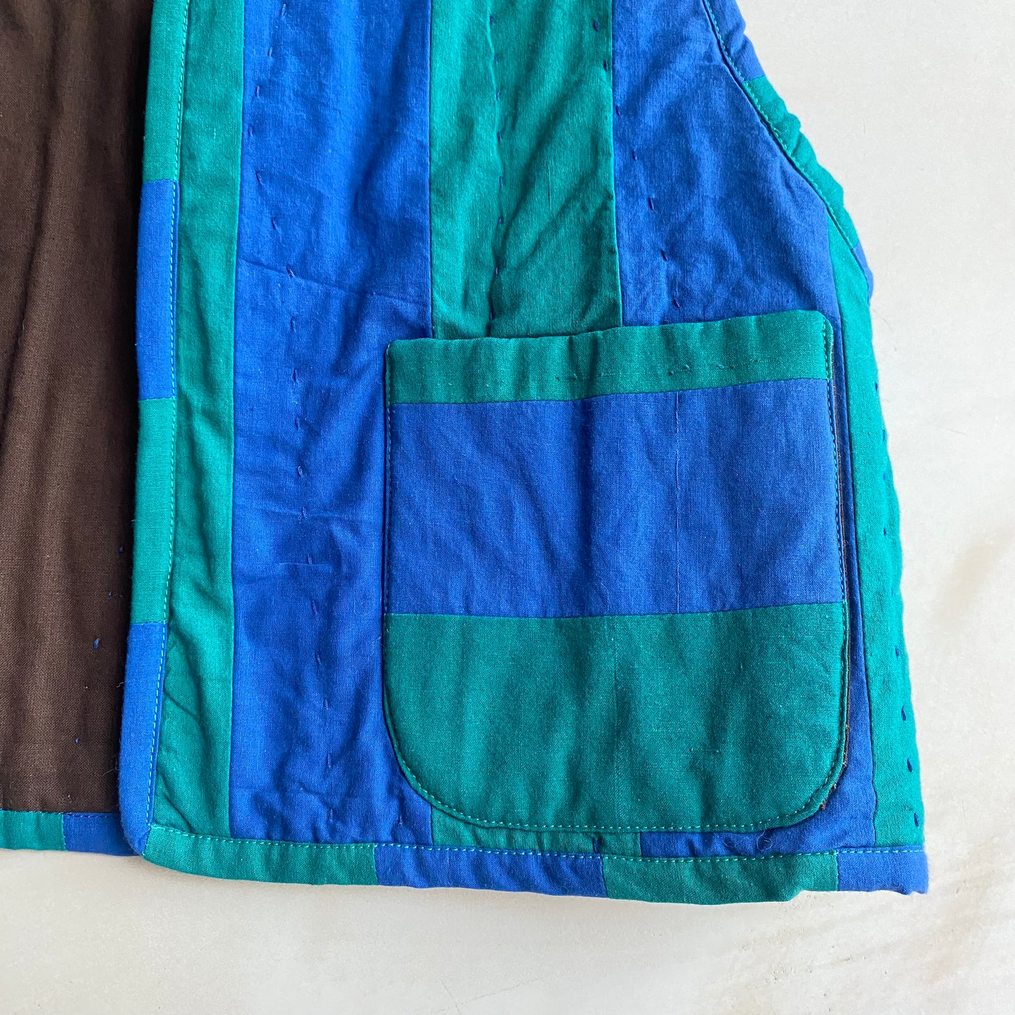 Hand Quilted Stripe Cotton Gilet -Green- by Chung Rowe
