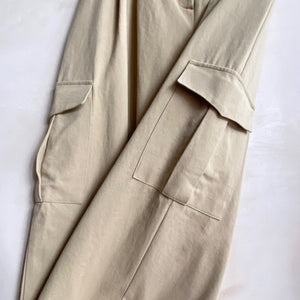Cotton Cargo Pants -Beige-