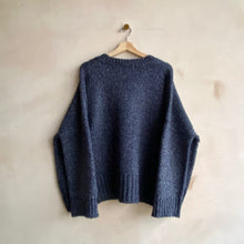 Wool mix chunky cardigan -Navy-