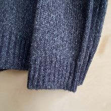 Wool mix chunky cardigan -Navy-