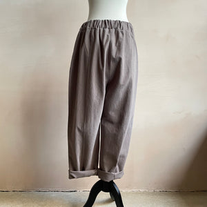 Full Length Baggy Trousers with Floppy Front Pockets - Grey  -