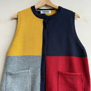 Block colour knit vest - Navy -