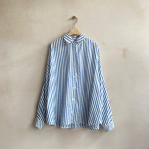Mix stripe cotton shirts -Blue-