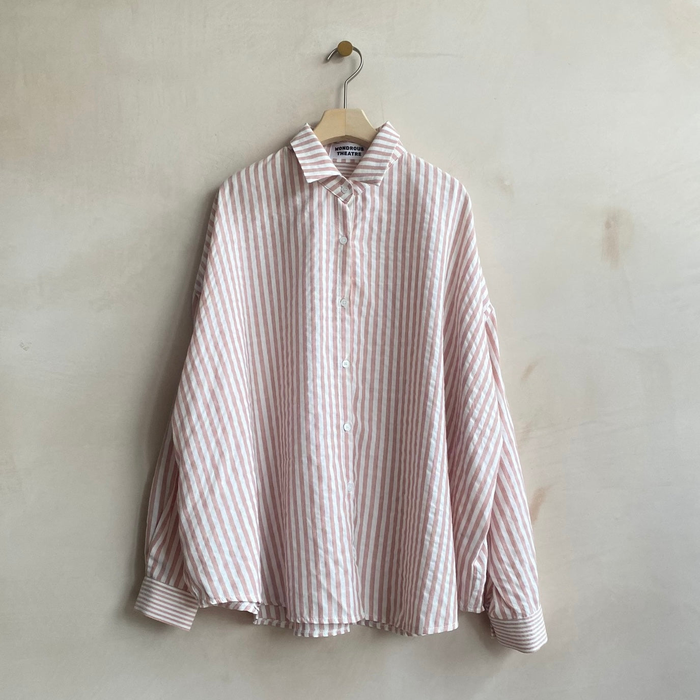 Mix stripe cotton shirts -Pink-