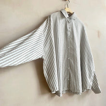 Mix stripe cotton shirts -Brown-