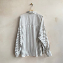 Mix stripe cotton shirts -Brown-