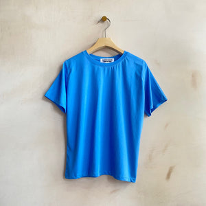 Simple cropped T -Blue-