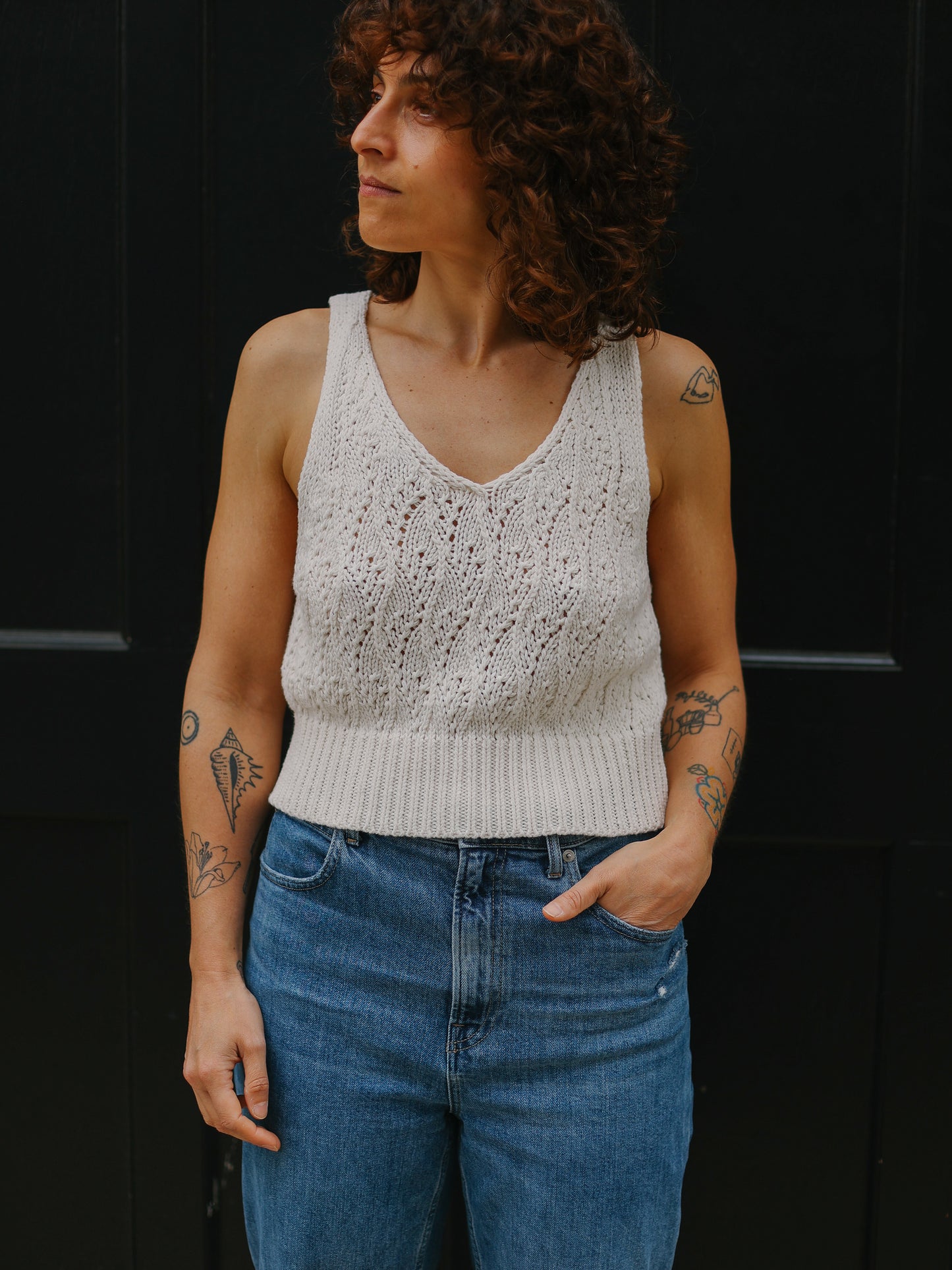 Cable knit TT -Black-