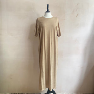 Cotton Long T-shirts dress -Brown-