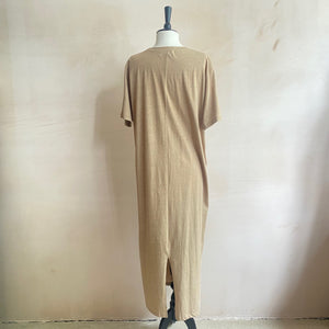 Cotton Long T-shirts dress -Brown-