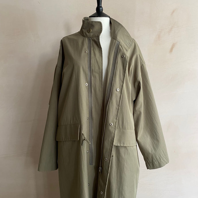 Long Zip Spring Coat -Khaki- by Bern