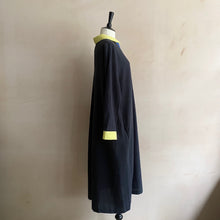 Block colour Linen L/S dress -Black-