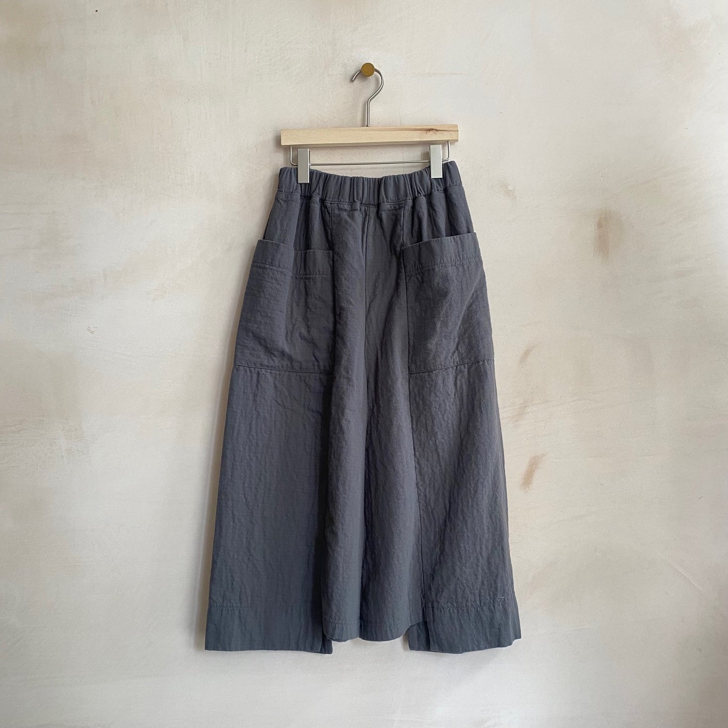 Textured cotton wide trousers -Charcole Grey-