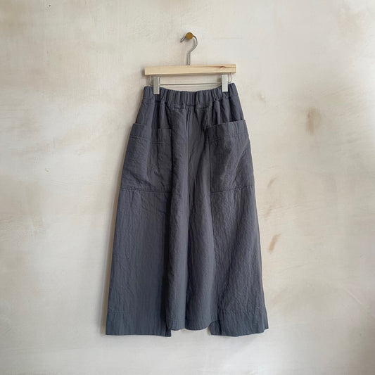 Textured cotton wide trousers -Charcole Grey-