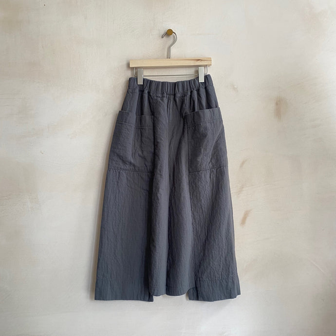 Textured cotton wide trousers -Grey-