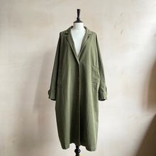 Ballooned Sleeve Long Coat -Khaki-