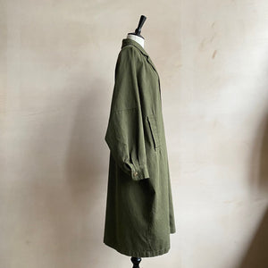 Ballooned Sleeve Long Coat -Khaki-