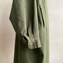 Ballooned Sleeve Long Coat -Khaki-