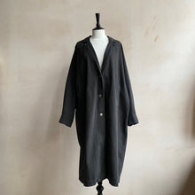 Ballooned Sleeve Long Coat -Black-