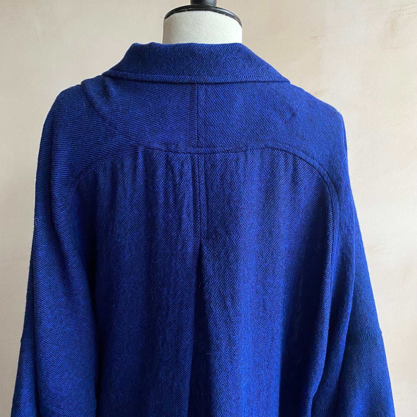 Balloon Sleeve light weight wool long Coat  -Blue-