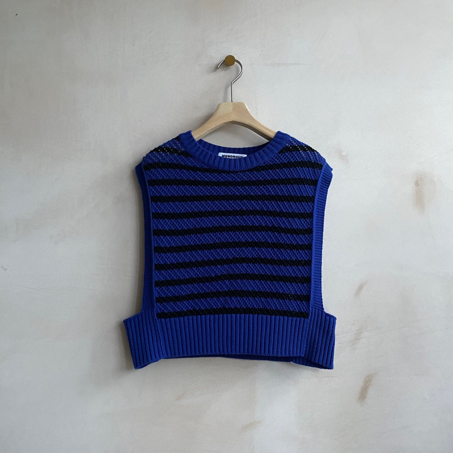 Stripe knit vest -BLUE-