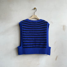 Stripe knit vest -BLUE-