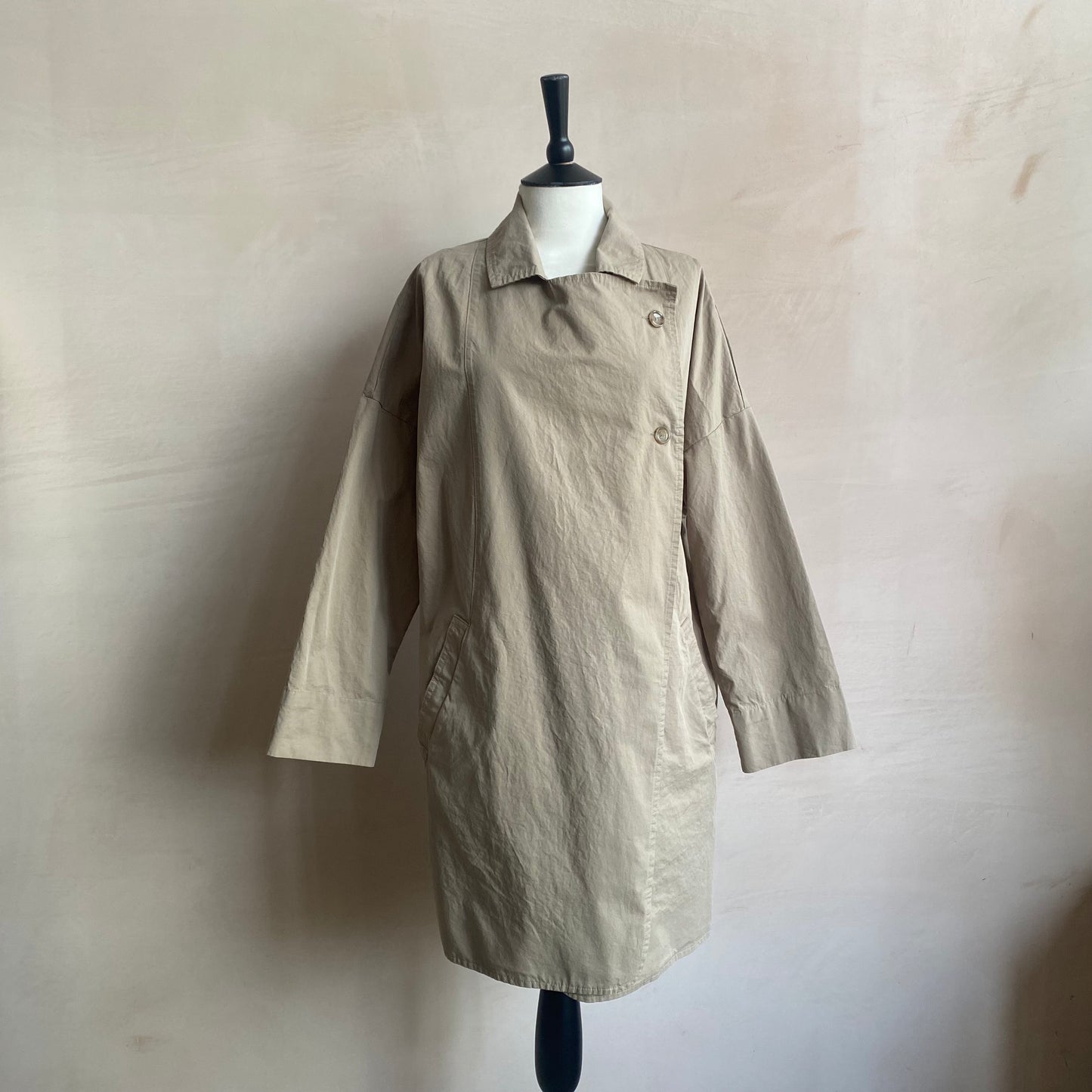 Double breasted folded sleeve cotton Jacket -L.grey-