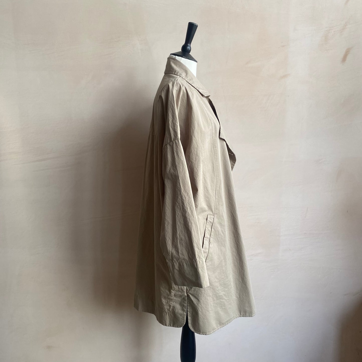 Double breasted folded sleeve cotton Jacket -L.grey-