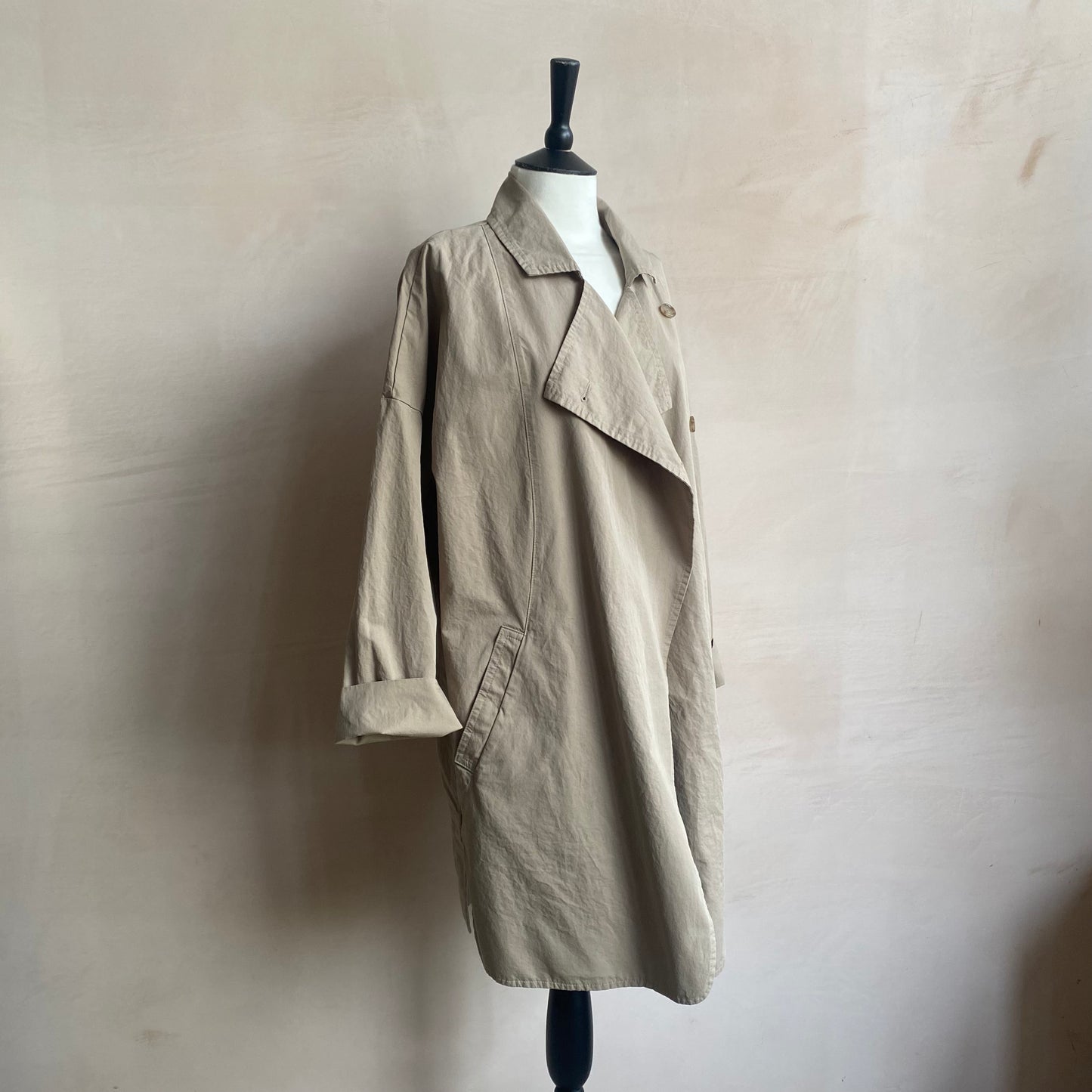 Double breasted folded sleeve cotton Jacket -L.grey-