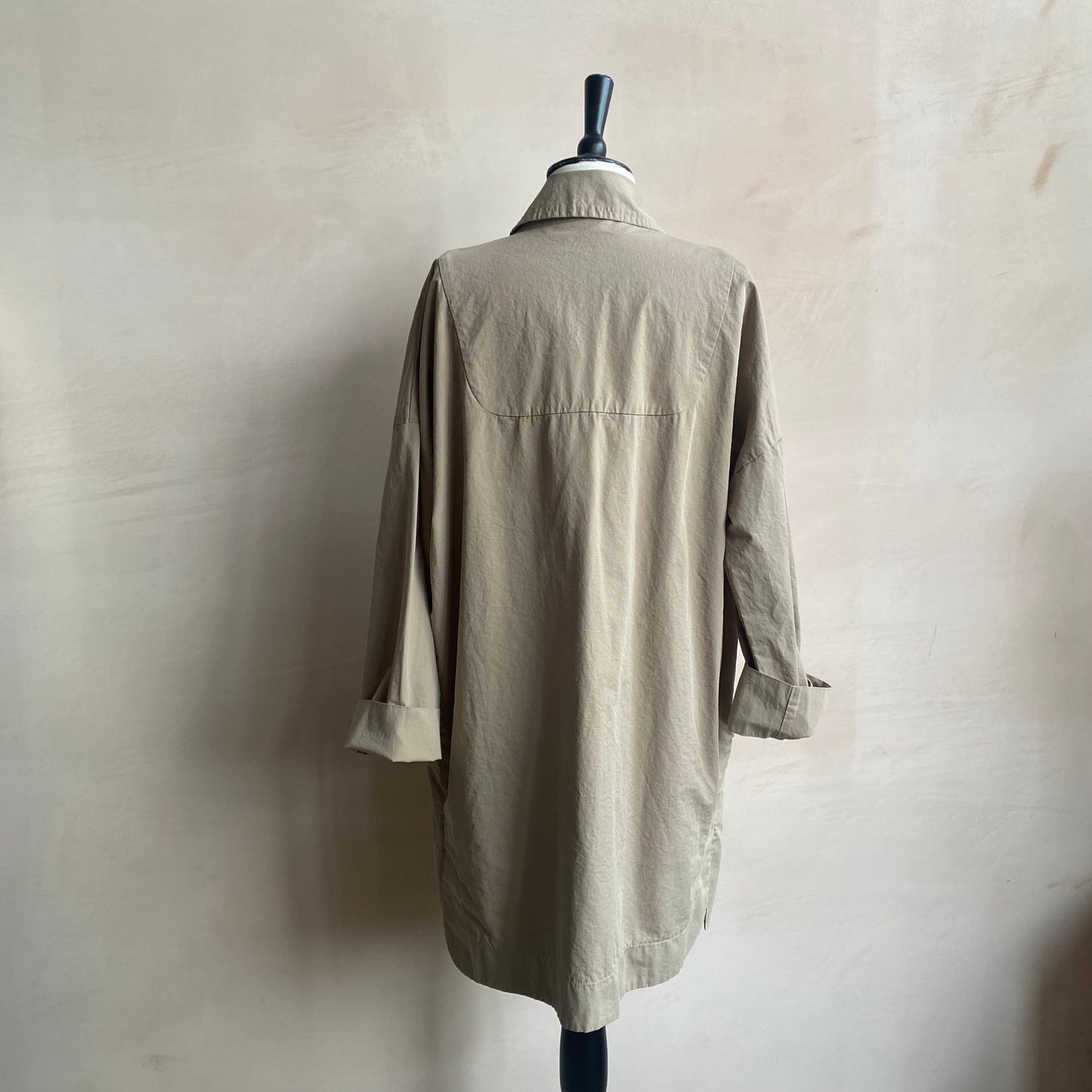 Double breasted folded sleeve cotton Jacket -L.grey-