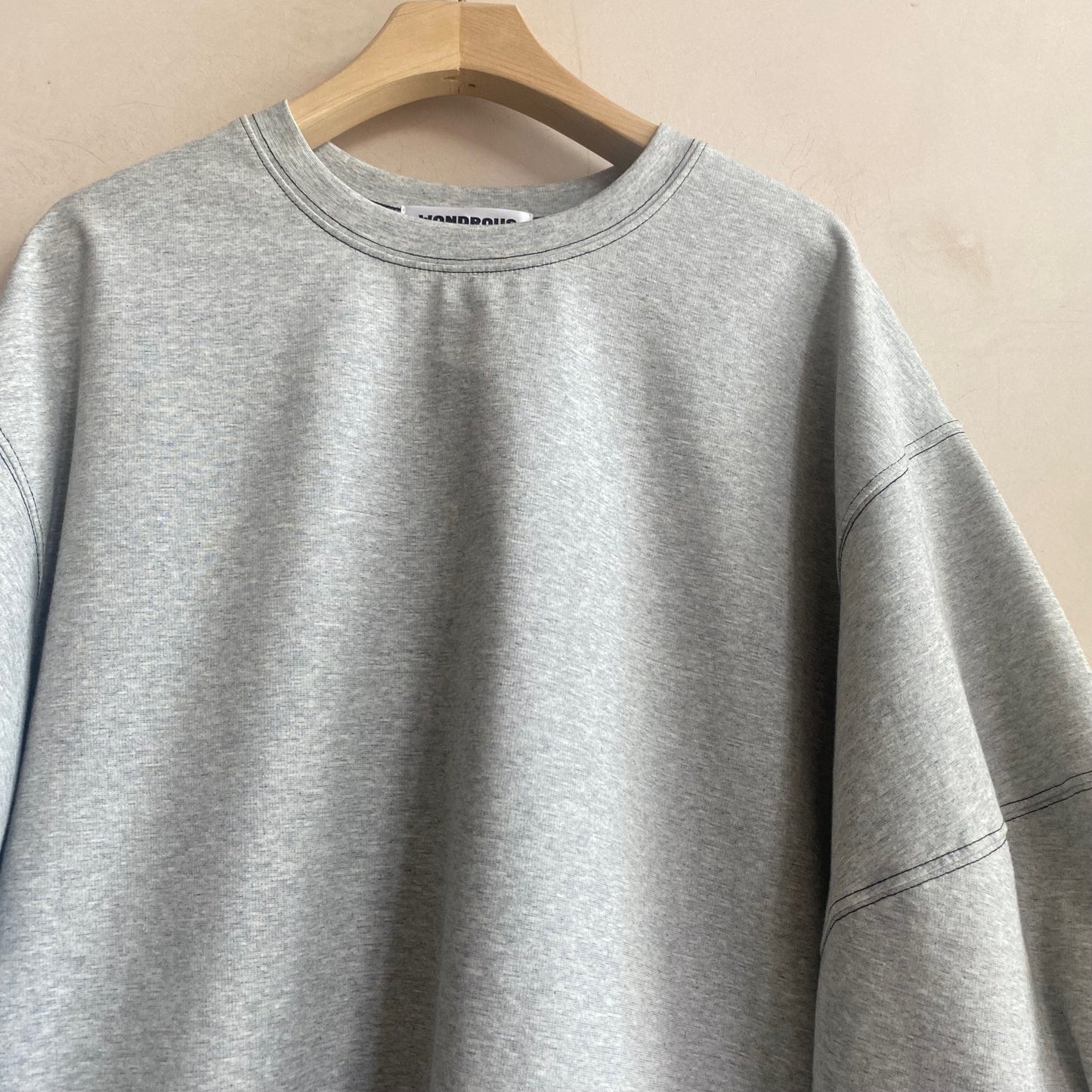 Stitch Volume sleeve top -Grey-