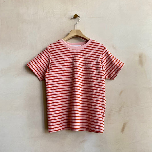 RIB STRIPE T -PinkxRed-