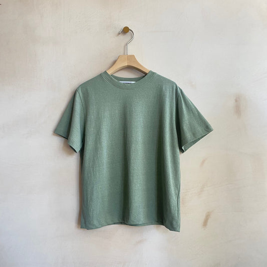 Stone washed colour T -Khaki-