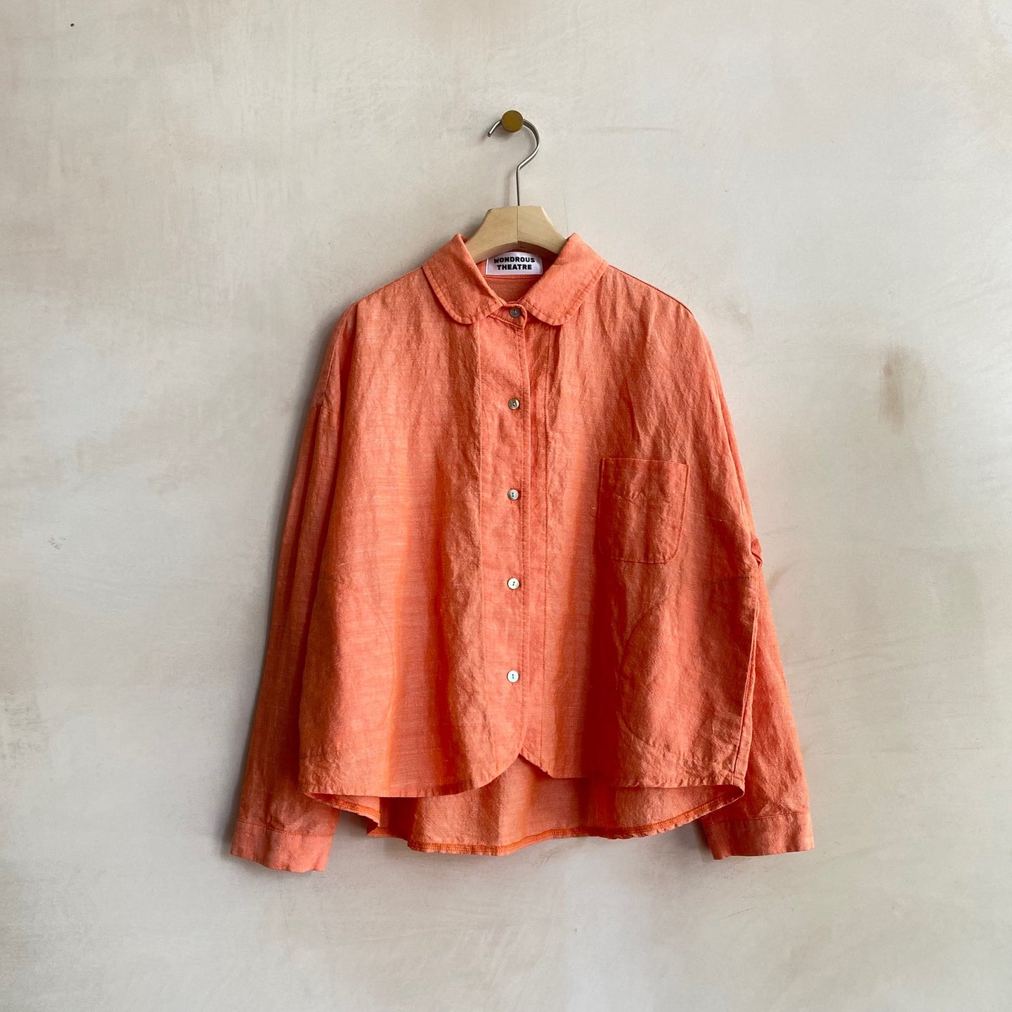 Cotton linen rounded collar JK -Orange-