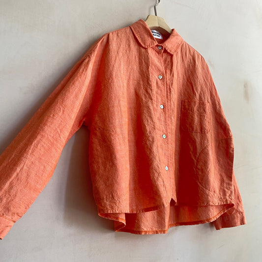 Cotton linen colour Shirt Jacket -Orange-