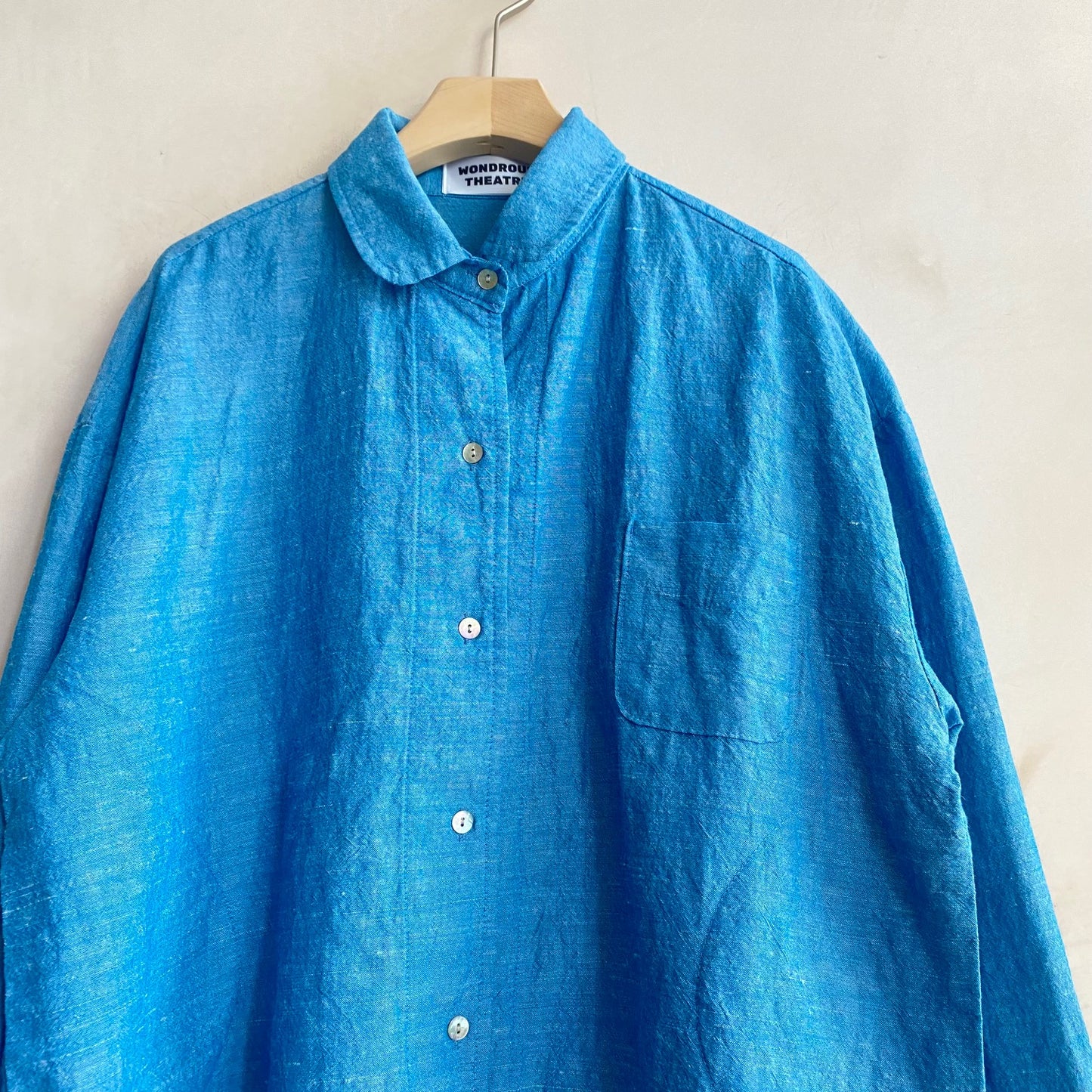 Cotton linen colour Shirt Jacket -Blue-