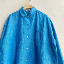 Cotton linen rounded collar JK -Blue-