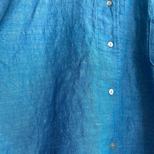 Cotton linen rounded collar JK -Blue-