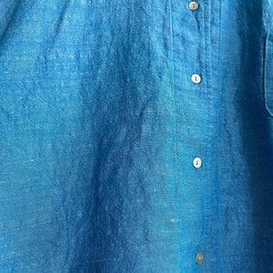 Cotton linen rounded collar JK -Blue-