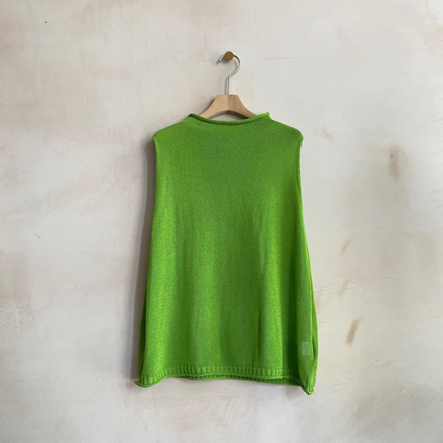 High neck knit TT top   -Green-