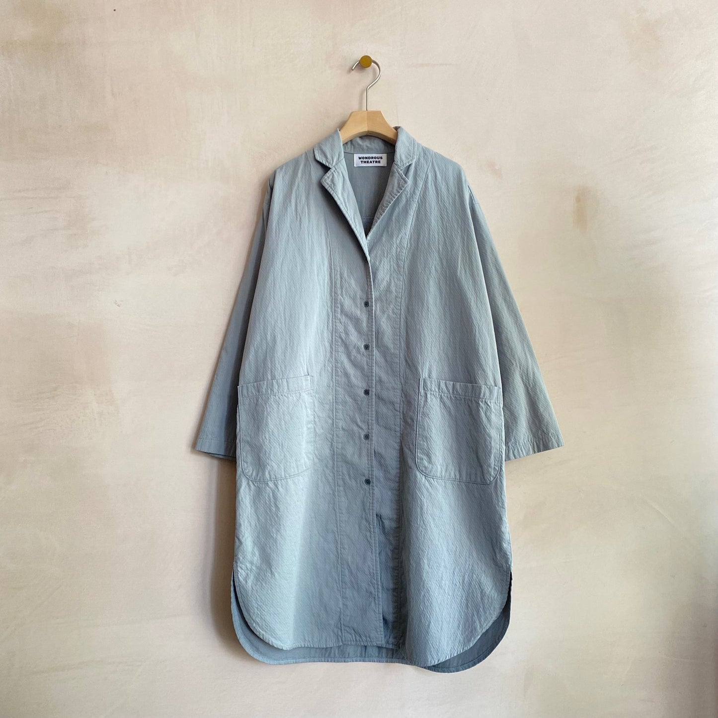 Textured cotton Long coat -Sora blue-