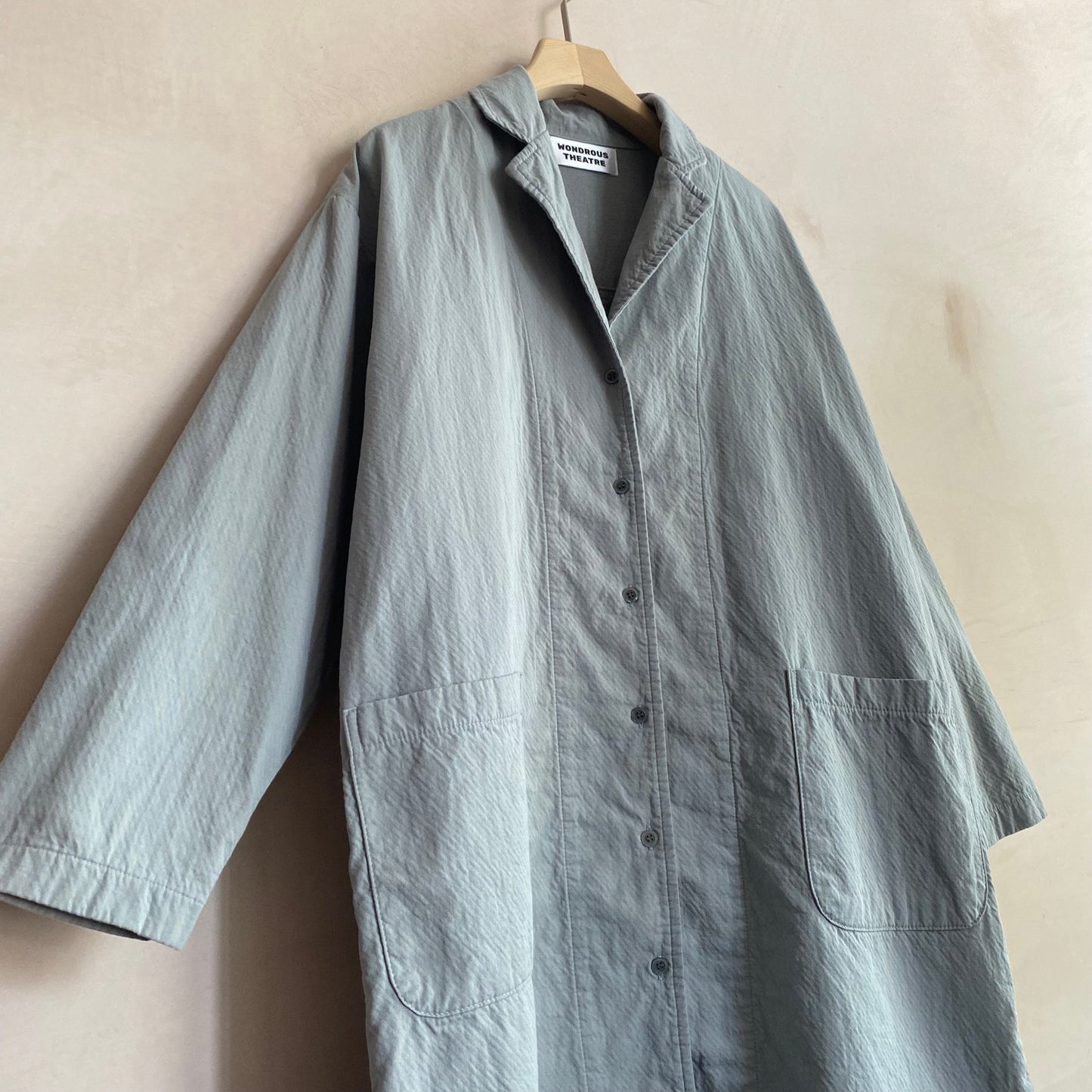 Textured cotton Long coat -Sora blue-
