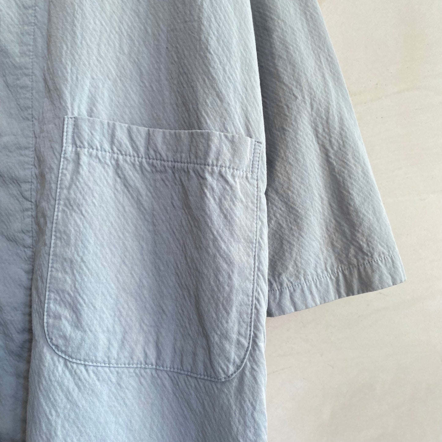 Textured cotton Long coat -Sora blue-